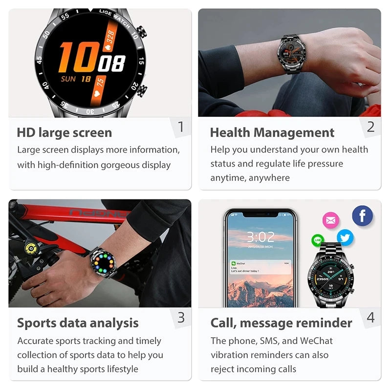 LIGE 2021 New Men Smart Watch Bluetooth Call Watch IP67 Waterproof Sports Fitness Watch For Android IOS Smart Watch 2021 + Box|Smart Watches| - AliExpress